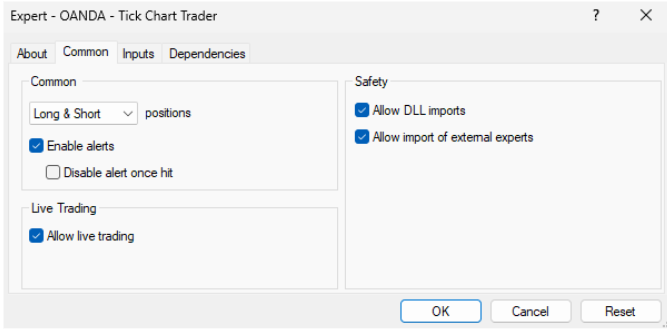 OANDA TICK CHART Trader 8