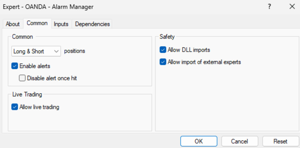 oanda alarm manager -1